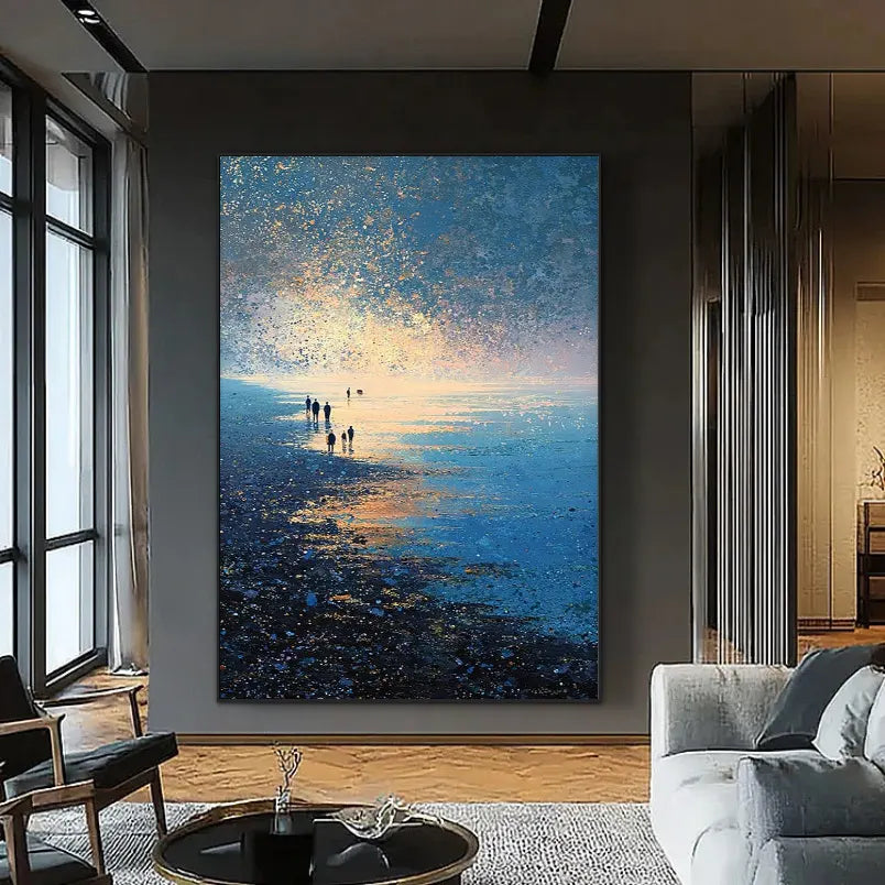 Starry Galaxy | Seascape Ocean Wave Textured Wall Art