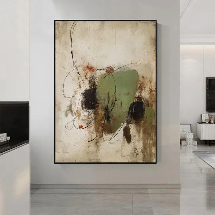 Green & Beige Abstract Textured Wall Painting #GB 012