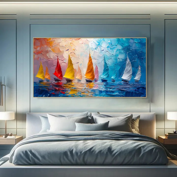 Colorful Ocean Textured Wall Painting - Sailing Dreams