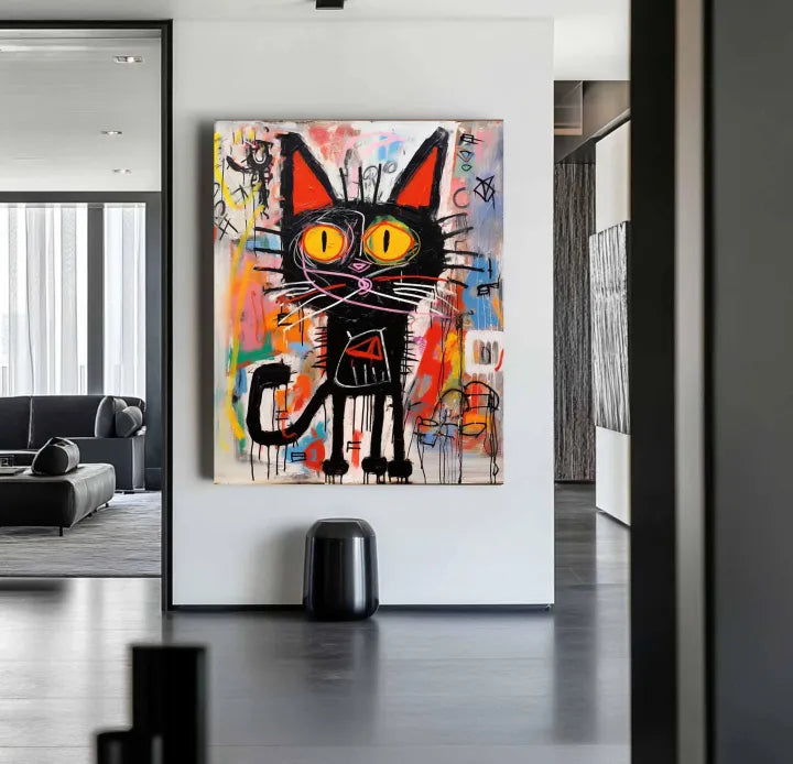 Abstract Pop Art Wall Painting - Urban Cat Graffiti