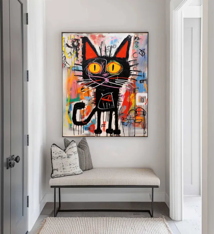 Abstract Pop Art Wall Painting - Urban Cat Graffiti