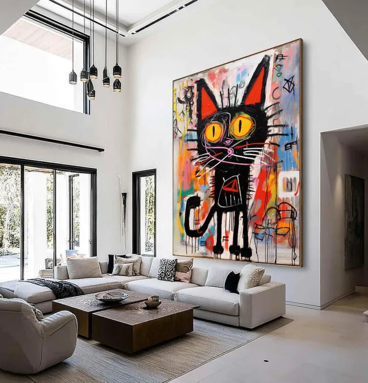 Abstract Pop Art Wall Painting - Urban Cat Graffiti