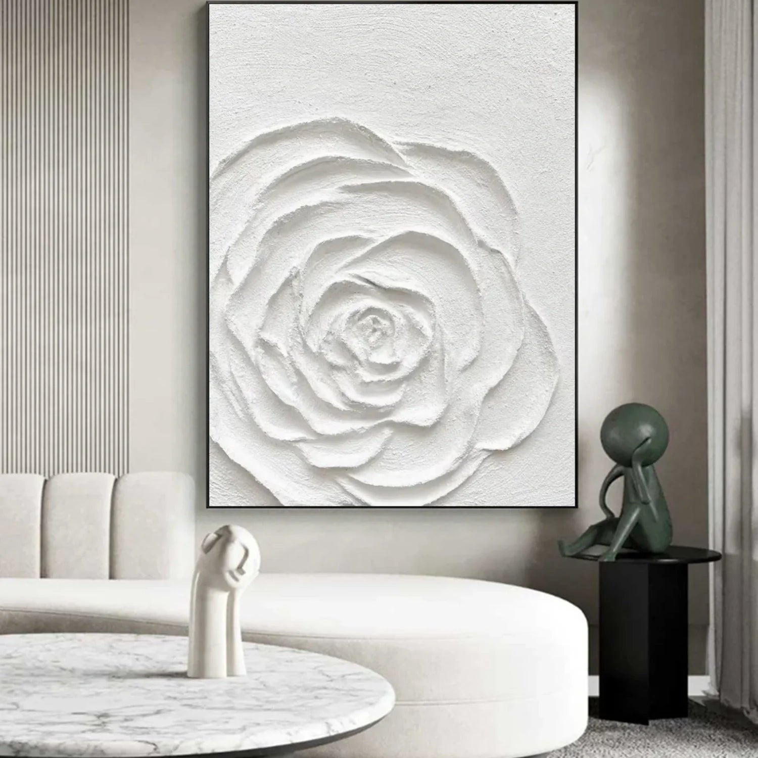 White Flower & Tree Abstract Textured Wall Art #ML127