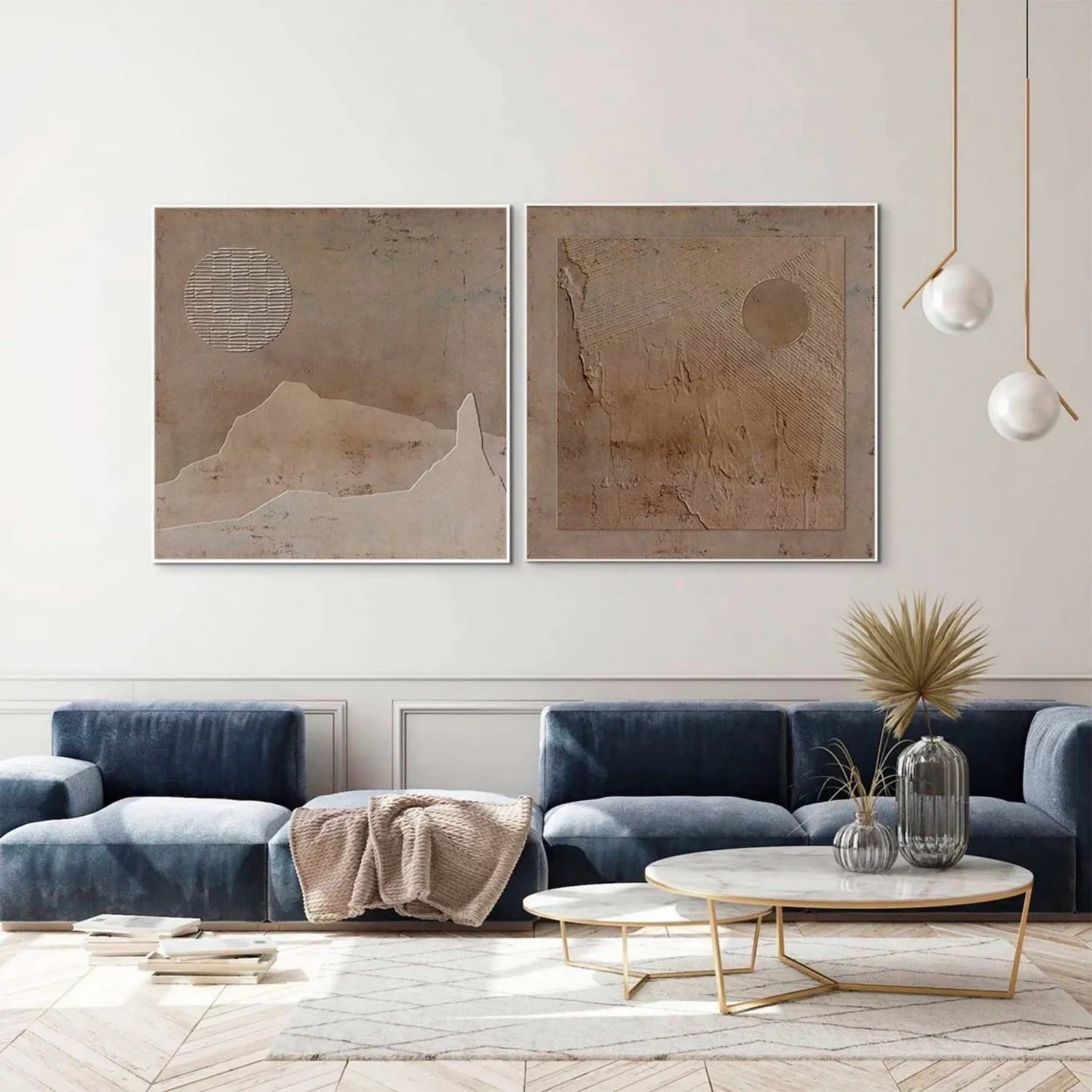 Beige and Brown Wabi Sabi Textured Canvas Art Set of 2 #WS640