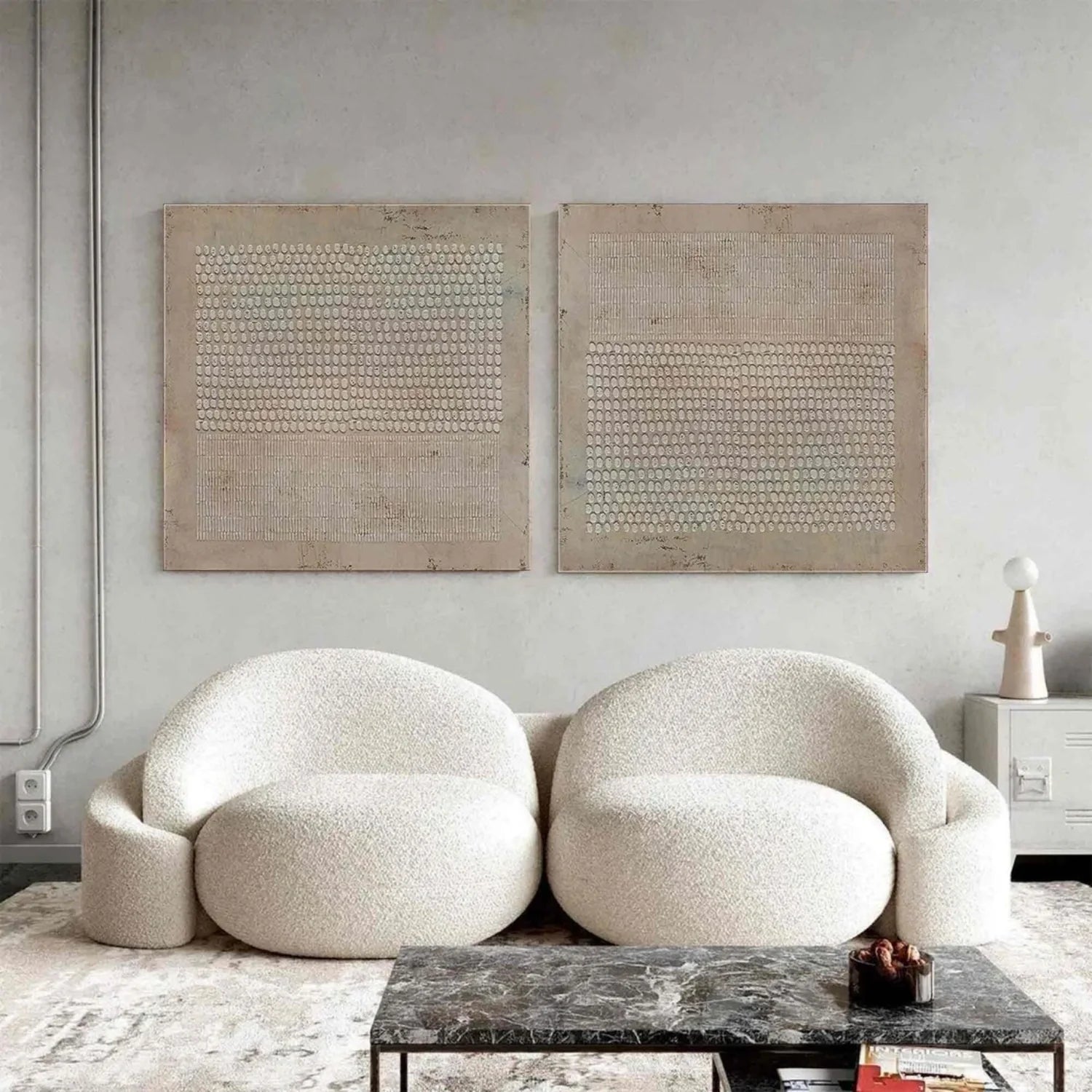 Beige and Brown Wabi Sabi Textured Canvas Art Set of 2 #WS637