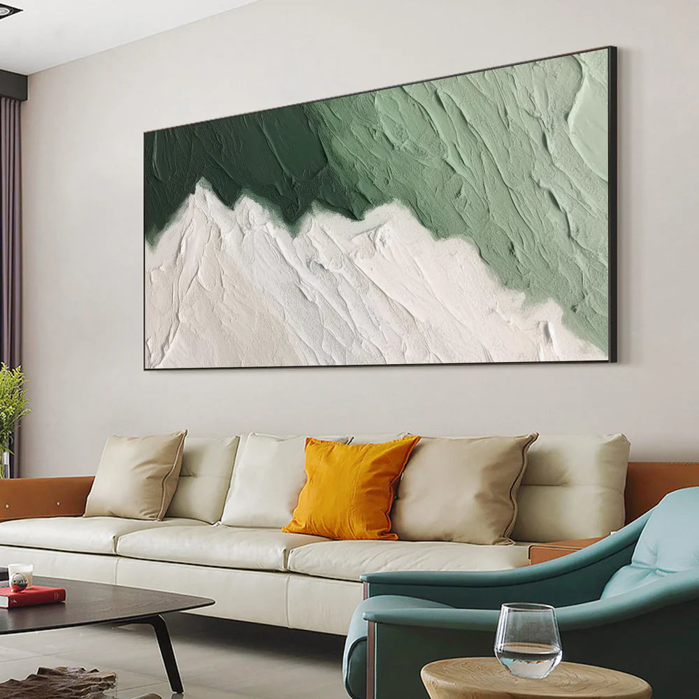 White & Green Textured Wall Art  #BGM 005