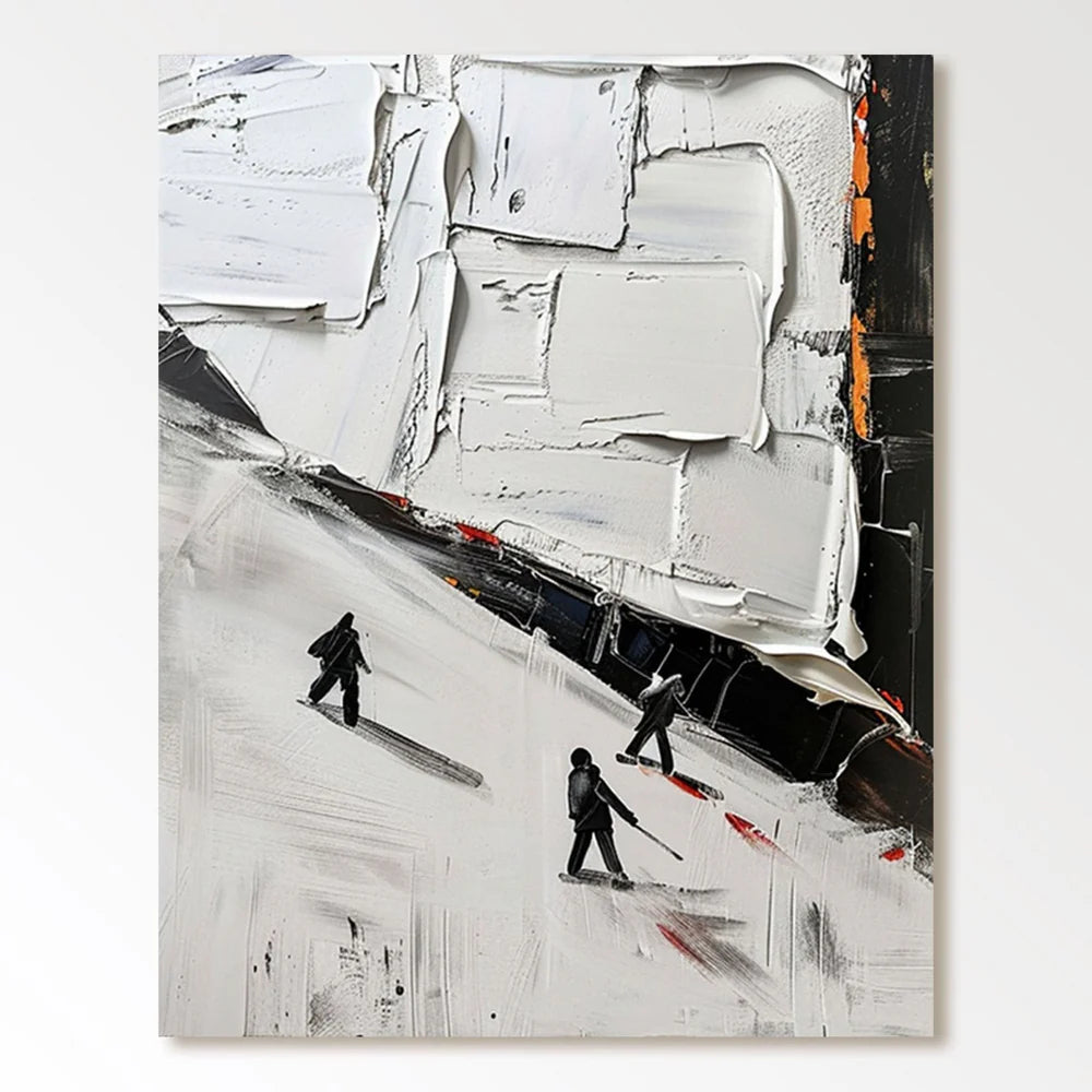 The Serene Snowfall Textured Wall Art "Whispers of Winter"