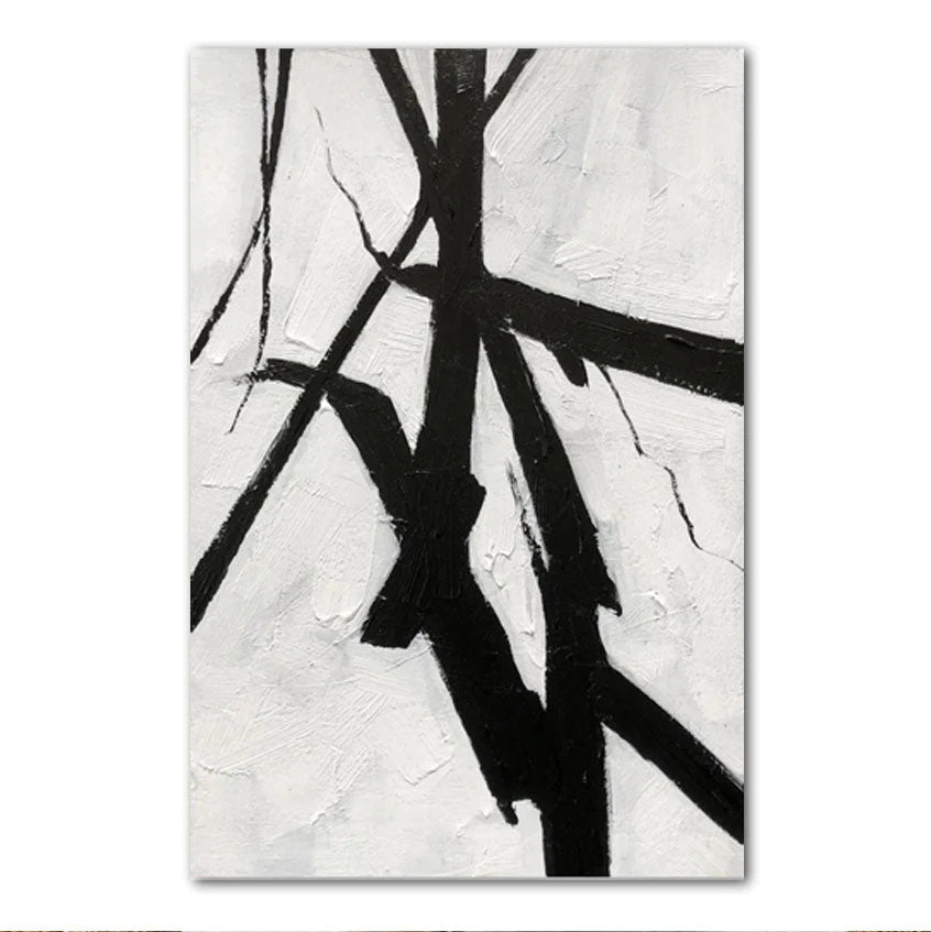 Black & White Abstract Textured Wall Painting #BW 091